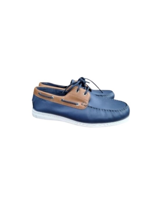 Cole Haan Other - Cole Haan Leather Cornell 2 Eye Blue Brown Boat Shoe Loafer Preppy Dress Men 9